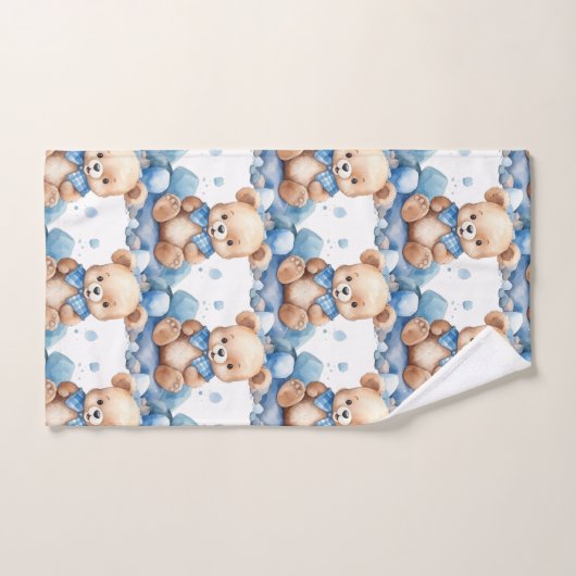 Blue Teddy Bear Boy's Bath Towel Set (Handtuch)