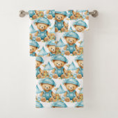 Blue Teddy Bear Boy's Bath Towel Set (Insitu)