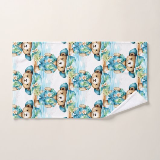 Blue Teddy Bear Boy's Bath Towel Set (Handtuch)