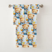 Blue Teddy Bear Boy's Bath Towel Set (Insitu)