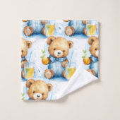 Blue Teddy Bear Boy's Bath Towel Set (Waschlappen)