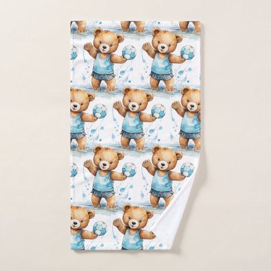 Blue Teddy Bear Boy's Bath Towel Set (Handtuch)