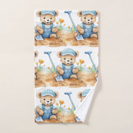 Blue Teddy Bear Boy's Bath Towel Set (Handtuch)