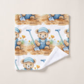Blue Teddy Bear Boy's Bath Towel Set (Waschlappen)