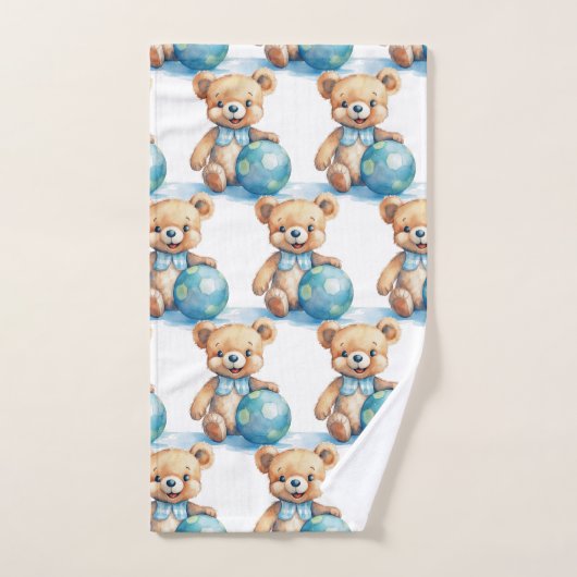 Blue Teddy Bear Boy's Bath Towel Set (Handtuch)
