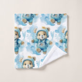 Blue Teddy Bear Boy's Bath Towel Set (Waschlappen)