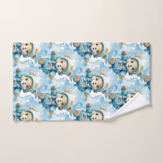 Blue Teddy Bear Boy's Bath Towel Set (Handtuch)