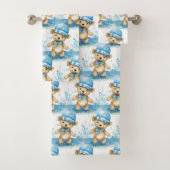 Blue Teddy Bear Boy's Bath Towel Set (Insitu)