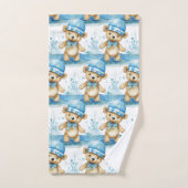 Blue Teddy Bear Boy's Bath Towel Set (Handtuch)