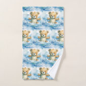 Blue Teddy Bear Boy's Bath Towel Set (Handtuch)