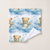 Blue Teddy Bear Boy's Bath Towel Set (Waschlappen)