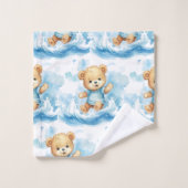 Blue Teddy Bear Boy's Bath Towel Set (Waschlappen)