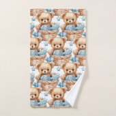 Blue Teddy Bear Boy's Bath Towel Set (Handtuch)
