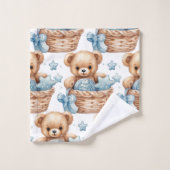 Blue Teddy Bear Boy's Bath Towel Set (Waschlappen)