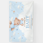 Blue Teddy Bear Clouds Balloon Babydusche Banner (Vertikal)