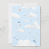 Blue Teddy Bear Clouds Balloon Babydusche Einladung (Rückseite)