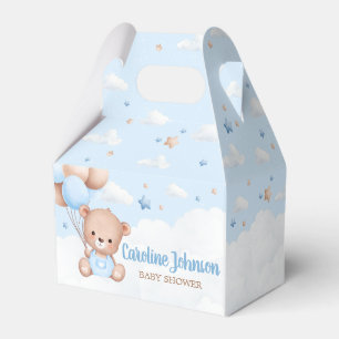 Blue Teddy Bear Clouds Balloon Babydusche Geschenkschachtel