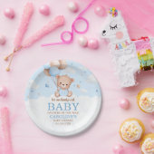 Blue Teddy Bear Clouds Balloon Babydusche Pappteller (Party)