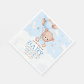 Blue Teddy Bear Clouds Balloon Babydusche Serviette (Ecke)