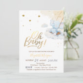 Blue Teddy Bear Clouds Einladung (Stehend Vorderseite)