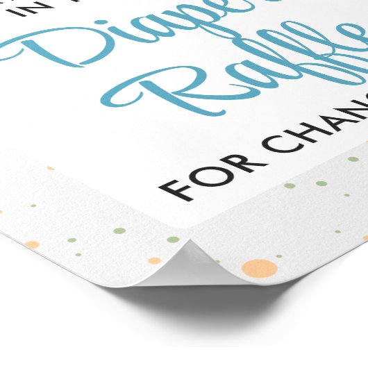 Blue Teddy Bear Cub Kinderdusche Windeln Raffle Sp Poster (Ecke)