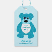 Blue Teddy Bear Custom Baby Dusche Geschenkanhänger (Vorderseite)