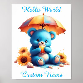 Blue Teddy Bear Custom Kinderzimmer for Baby&Kids Poster
