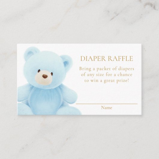 Blue Teddy Bear Diaper Raffle Begleitkarte (Vorderseite)