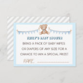 Blue Teddy Bear Diaper und Wipes Raffelee Beilage Begleitkarte (Vorne/Hinten)