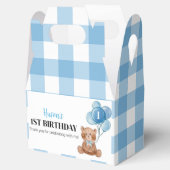 Blue Teddy Bear First Birthday Party Gefälligkeits Geschenkschachtel (Geöffnet)
