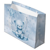 Blue Teddy Bear Geschenktasche Große Geschenktüte (Vorderseite Schrägansicht)