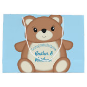 Blue Teddy Bear Große Geschenktüte (Rückseite)