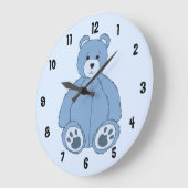 Blue Teddy Bear Große Wanduhr (Winkel)