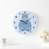 Blue Teddy Bear Große Wanduhr (Zuhause)