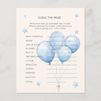 Blue Teddy Bear Guess the Price Baby Showspiel