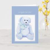Blue Teddy Bear Herzlichen Glückwunsch Karte (Gelbe Blume)
