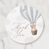 Blue Teddy Bear Hot Air Ballon Babydusche Geschenkanhänger (Vorderseite)