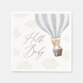 Blue Teddy Bear Hot Air Ballon Babydusche Serviette (Vorderseite)