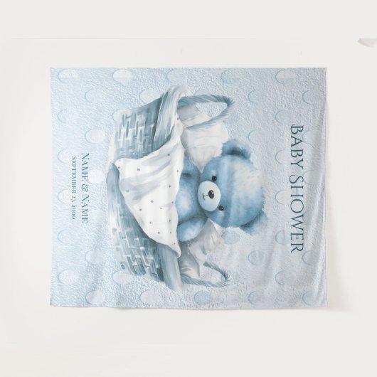 Blue Teddy Bear im Hintergrund Wandteppich (Vorderseite (Horizontal))