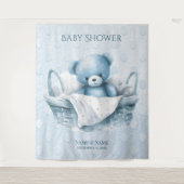 Blue Teddy Bear im Hintergrund Wandteppich (Vorderseite)