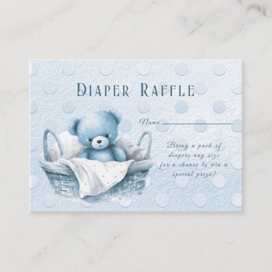 Blue Teddy Bear in Basket Baby Dusche Begleitkarte (Vorderseite)