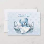Blue Teddy Bear in Basket Danke Karte (Vorderseite)