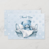 Blue Teddy Bear in Basket Danke Karte (Vorne/Hinten)