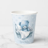 Blue Teddy Bear in Basket Paper Cups Pappbecher (Rückseite)
