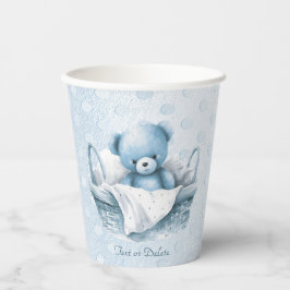Blue Teddy Bear in Basket Paper Cups Pappbecher