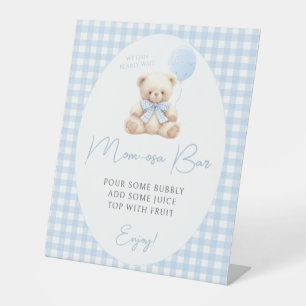 Blue Teddy Bear Mimosa Mama-osa Bar Baby Boy Dusch Sockelschild