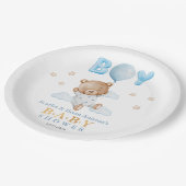 Blue Teddy Bear mit Balloon Baby Dusche Pappteller (Schrägansicht)