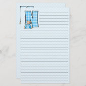 Blue Teddy Bear mit Letter N Kariert Liner Briefpapier (Vorne/Hinten)