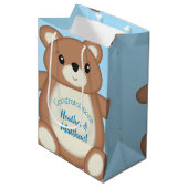 Blue Teddy Bear Mittlere Geschenktüte (Vorderseite Schrägansicht)