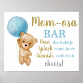 Blue Teddy Bear Momosa Bar Boy Schild (Vorne)